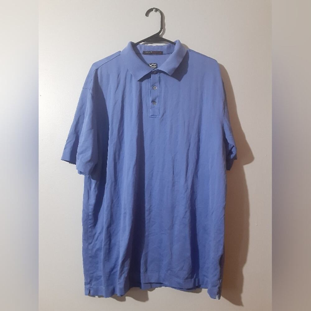 Tiger Woods Collection Men's Polo Shirt Button Up Blue XL Golf Athletic Tennis